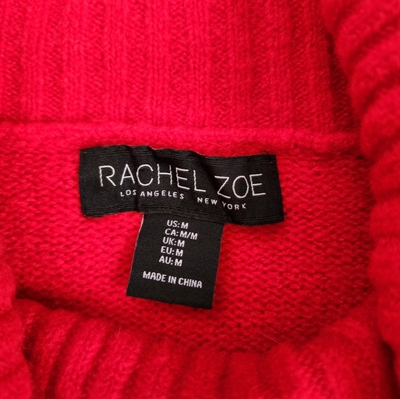 Rachel Zoe Red Knit Turtleneck Sweater Oversized Long Sleeve, sz MD - Picture 2 of 12